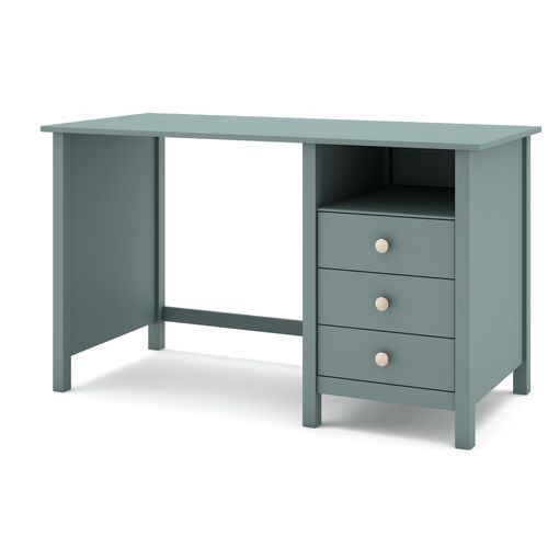 Meuble De Bureau, Table De Bureau Avec 3 Tiroirs Coloris Vert Pétrole - L. 120 X P. 54 X H. 74 Cm