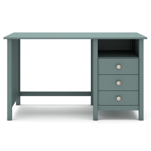 Meuble De Bureau, Table De Bureau Avec 3 Tiroirs Coloris Vert Pétrole - L. 120 X P. 54 X H. 74 Cm