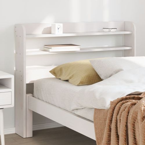 Tête De Lit Avec Étages En Pin Massif Blanc 90 Cm - Rangement Intégré, Sur Pied - 9