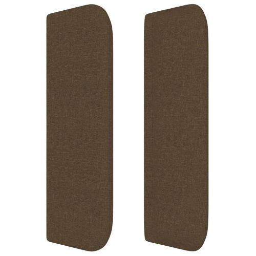 Tête De Lit - Armoire Tête De Lit Avec Oreilles Marron Foncé 183x16x78/88 Cm Tissu Q658