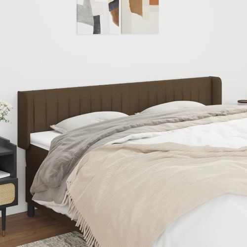 Tête De Lit - Armoire Tête De Lit Avec Oreilles Marron Foncé 183x16x78/88 Cm Tissu Q658