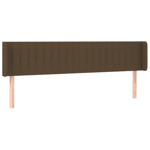 Tête De Lit - Armoire Tête De Lit Avec Oreilles Marron Foncé 183x16x78/88 Cm Tissu Q658