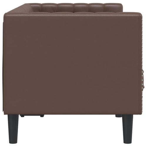 Canapé à 2 Places - Canapé Fixe - Canapé Droit Chesterfield Marron Similicuir