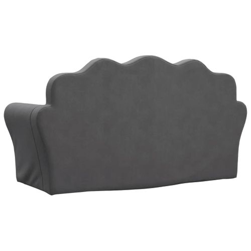 Canapé 2 Places Pour Enfants Anthracite En Peluche Douce – Moelleux, Léger, Housse Amovible Lavable – Idéal Chambre Bébé & Tout-Petit