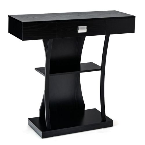 Table Console, Table D'entrée 3 Étagères 91 X 30 X 88 Cm Scandinave Anti-renversement Noir