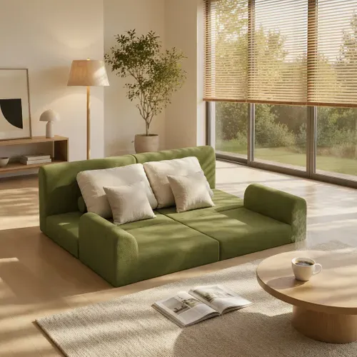Canapé, Canapé-lit Convertible,avec Mousse À Mémoire De Forme Et Soutien Dorsal,vert