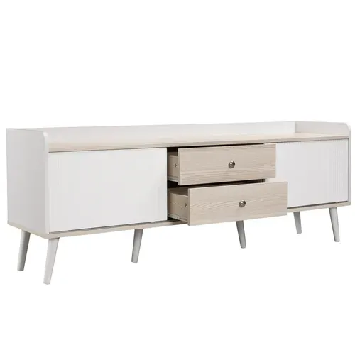 Meuble TV Moderne Banc TV - 160x40x58cm Blanc Panneau De Particules