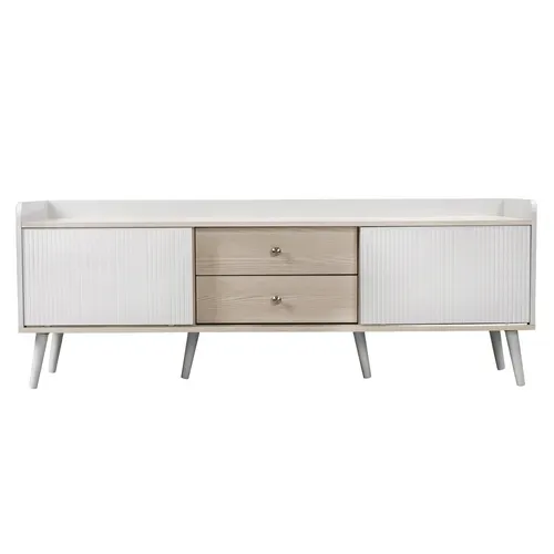 Meuble TV Moderne Banc TV - 160x40x58cm Blanc Panneau De Particules
