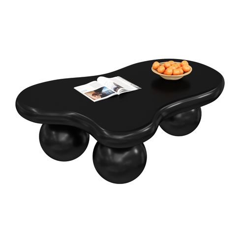 Table Basse Table De Salon LED En Forme De Nuage Ronde - 95x62.5x32cm Noir Mdf