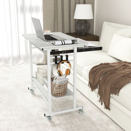 Bureau D'ordinateur à Roulettes Bureau Informatique Mobile Avec Plateau Clavier Extractible