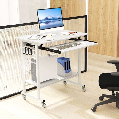 Bureau D'ordinateur à Roulettes Bureau Informatique Mobile Avec Plateau Clavier Extractible