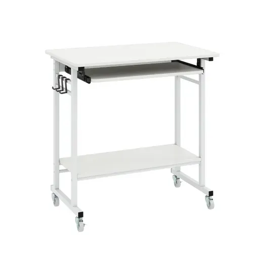 Bureau D'ordinateur à Roulettes Bureau Informatique Mobile Avec Plateau Clavier Extractible