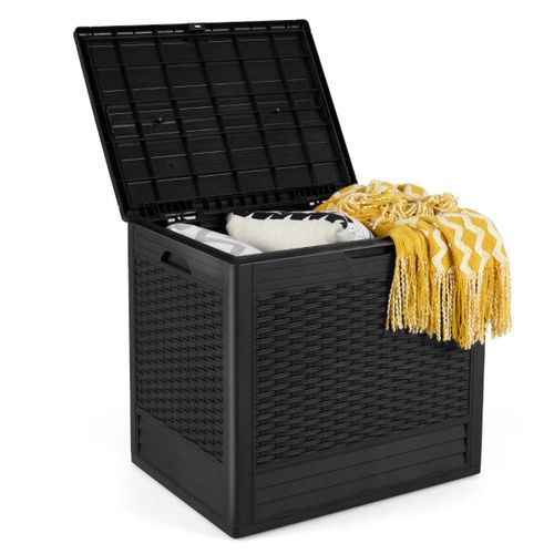 Coffre De Rangement Extérieure Conteneur De Jardin Pp 96 L Couvercle Verrouillable Noir