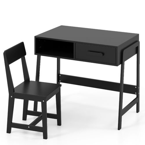 Ensemble Bureau Et Chaise Pour Enfants Ensemble Table D'étude Bois Avec Tiroir 85x48x70cm Noir