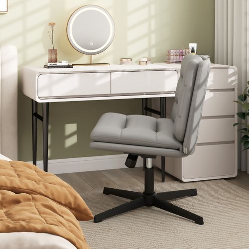 Fauteuil De Bureau Chaise De Bureau Sans Accoudoirs Hauteur Réglable Pivotante Gris