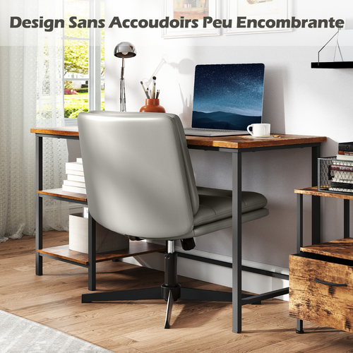 Fauteuil De Bureau Chaise De Bureau Sans Accoudoirs Hauteur Réglable Pivotante Gris