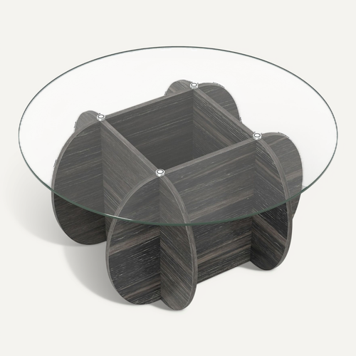 Table Basse Ronde De 89cm Table De Salon Avec Plateau En Verre Trempé Base En Bois Massif
