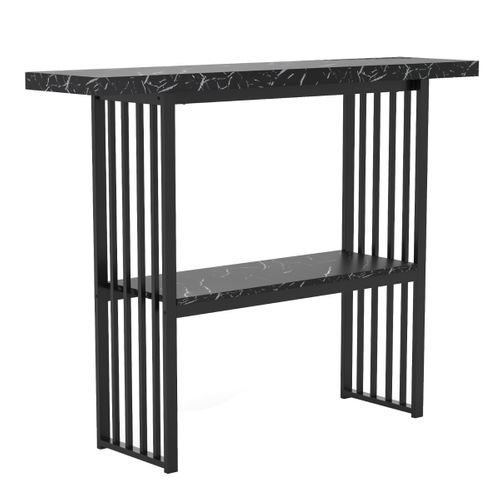 Table Console Table D'entrée à 2 Niveaux 120 X 29,5 X 92,5 Cm Cadre En Métal Scandinave Noir