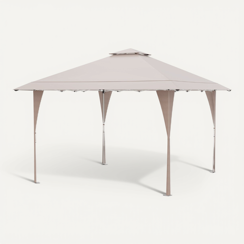 Tonnelle De Jardin Toit Aéré 3,95x3,95m Tente Réception Instantané Avec 8 Trous De Drainage Kaki