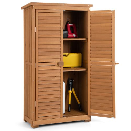 Abri De Jardin Bois Toit En Asphalte 2 Portes Avec Loquet Sapin Pré-huilé Imperméable Naturel