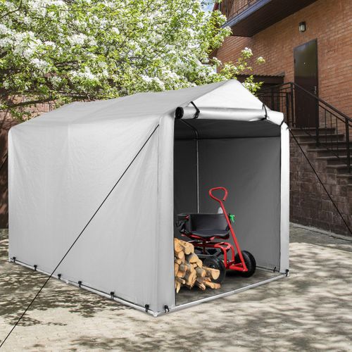 Abri De Vélos Abri De Garage Portable Avec Porte à Fermeture Éclair Enroulable Bache Motos Gris