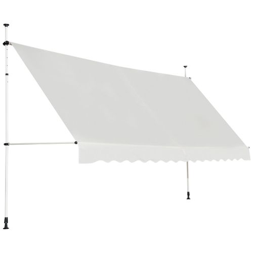 Auvent Manuel Rétractable 350cm Hauteur Réglable Store Banne Aluminium Tissu Oxford Anti Uv Beige