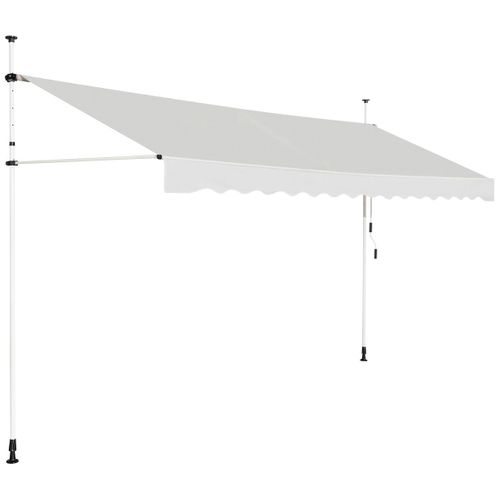 Auvent Manuel Rétractable 350cm Hauteur Réglable Store Banne Aluminium Tissu Oxford Anti Uv Beige