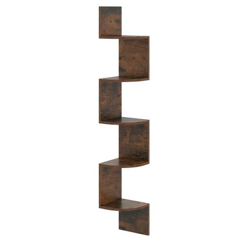 Étagère D'angle à 5 Niveaux Étagère Murale Flottante Support En Bois 20x20x126cm Moderne Brun