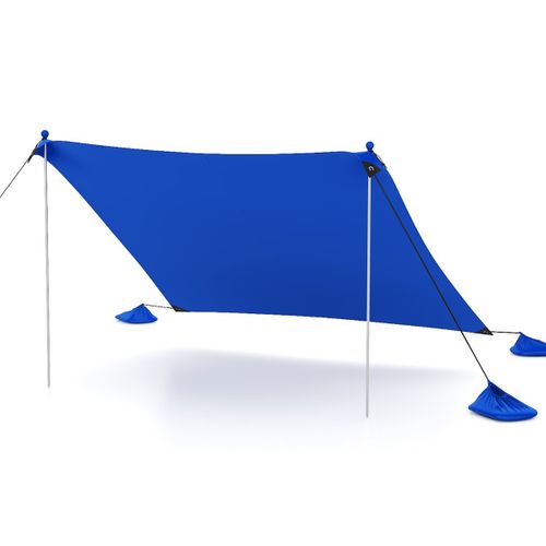 Tente De Plage Portable 2x2m Anti Uv Abris Solaire Avec 4 Sacs Pour Sable Piquets De Sol Bleu