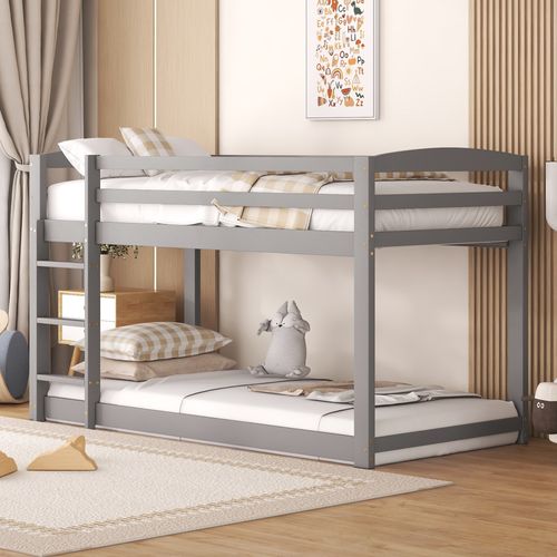 Lit Superposé 90x200 Cm Pour Enfants - Facile à Monter, Gris