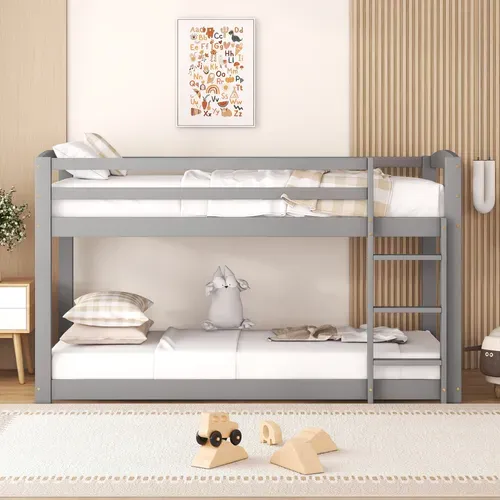 Lit Superposé 90x200 Cm Pour Enfants - Facile à Monter, Gris