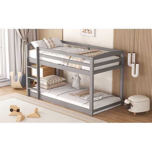 Lit Superposé 90x200 Cm Pour Enfants - Facile à Monter, Gris