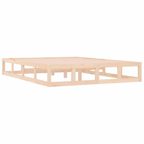 Lit Double Lit Adulte Cadre De Lit - 140x190 Cm Bois Massif