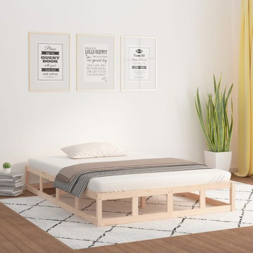 Lit Double Lit Adulte Cadre De Lit - 140x190 Cm Bois Massif