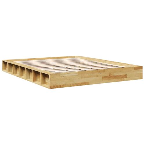 Lit Double Lit Adulte Cadre De Lit - 140x200 Cm Bois Massif De Chêne