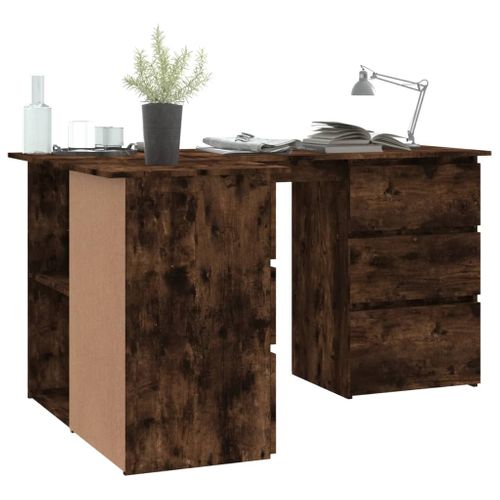 Bureau D'angle - Bureau Informatique Chêne Fumé 145x100x76 Cm Bois D'ingénierie
