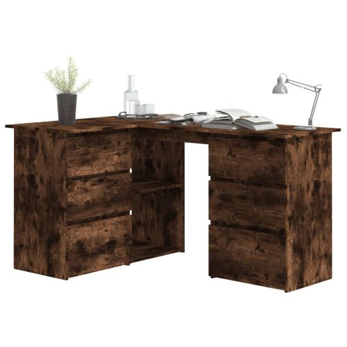 Bureau D'angle - Bureau Informatique Chêne Fumé 145x100x76 Cm Bois D'ingénierie