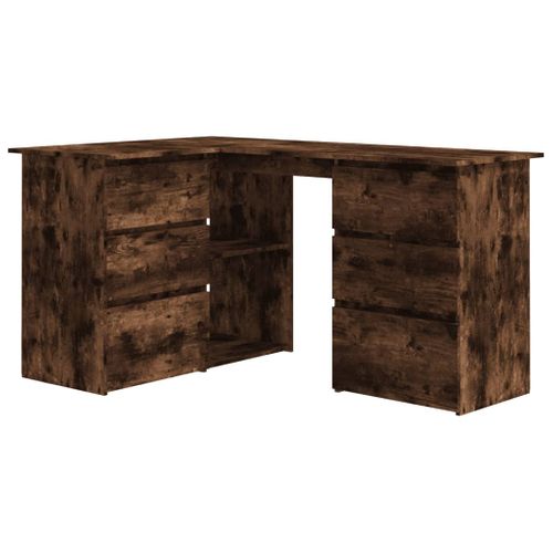 Bureau D'angle - Bureau Informatique Chêne Fumé 145x100x76 Cm Bois D'ingénierie