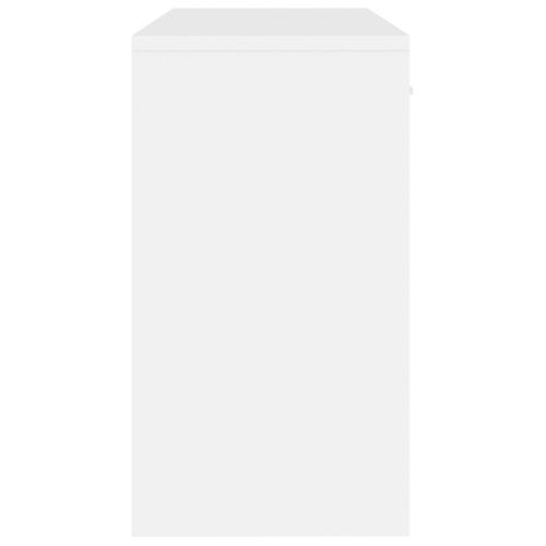 Bureau Droit - Bureau D'ordinateur Avec Tiroir Et Armoire Blanc Brillant 100x40x73 Cm