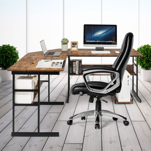 Bureau D'angle, Bureau D'ordinateur Ajustable Avec Plateau Inclinable Support Centrale Café