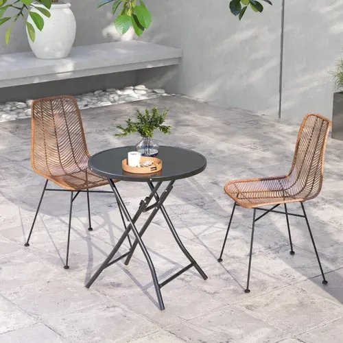 Table De Jardin Table Basse De Jardin Pliante Ronde 59 X 67 Cm Noir