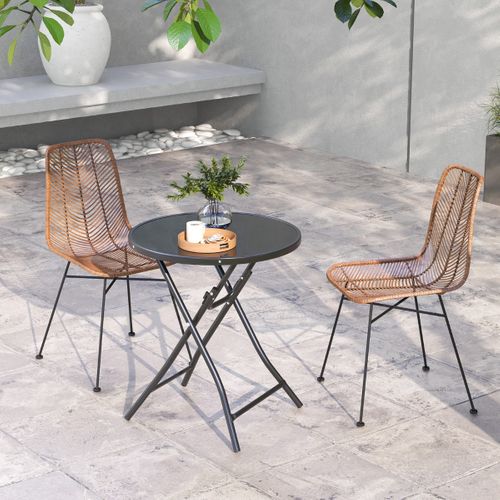 Table De Jardin Table Basse De Jardin Pliante Ronde 59 X 67 Cm Noir