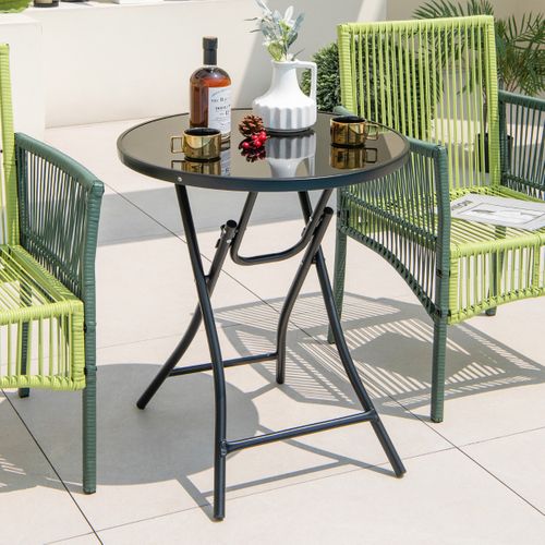 Table De Jardin Table Basse De Jardin Pliante Ronde 59 X 67 Cm Noir