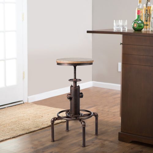 Tabouret De Bar Chaise De Bar Industriel Vintage Hauteur Réglable 60-75cm Avec Repose-pied