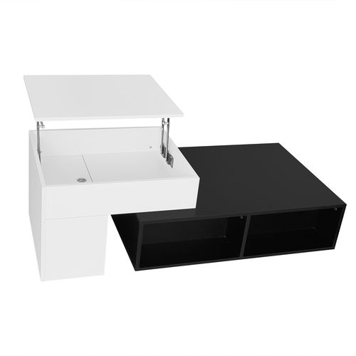 Table Basse De Chevet En Plastique Robuste - Avec Compartiment De Rangement, 41x37 Cm, Noir - 5