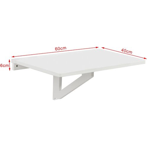 Table Murale Rabattable En Bois, Table De Cuisine, Table Enfant, L60×p40 Cm -blanc, Fwt03-w
