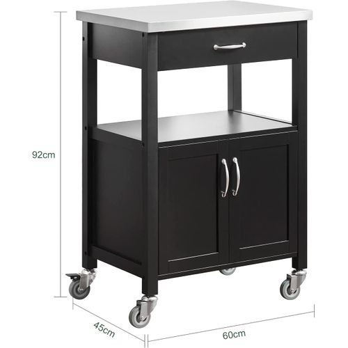 Desserte De Cuisine Roulante, Meuble De Rangement à Roulettes Plateau En Acier Inox, Fkw22-sch