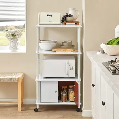 Meuble Rangement Cuisine Roulant En Bois, Chariot De Cuisine De Service Micro-ondes, Frg12-w