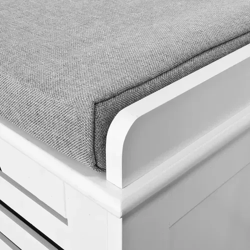 Banc De Rangement Avec Coussin Rembourré Et 3 Cubes, Banquette Confortable, Fsr23-w
