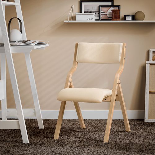 Chaise Pliante En Bois Avec Assise Rembourrée, Chaise Pliable Pour Cuisine, Bureau, Fst40-w